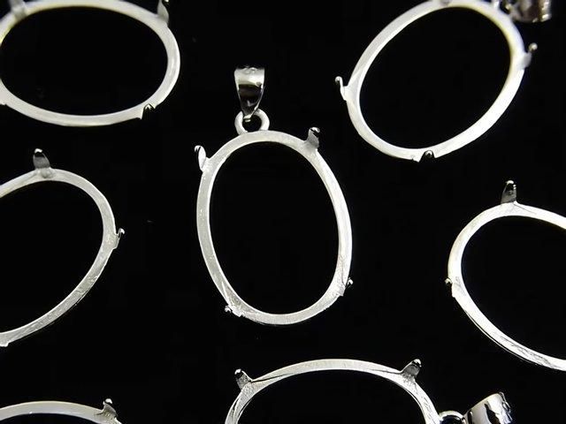 [Video] Silver925 Pendant Frame Oval 18x13mm Rhodium Plated 1pc