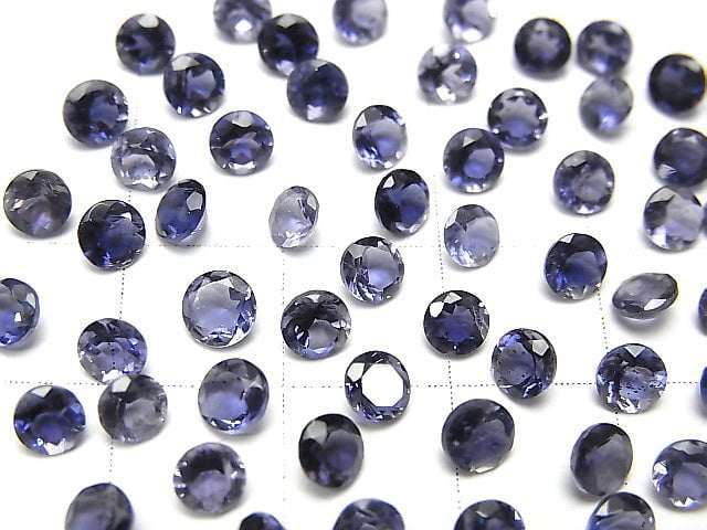 [Video] High Quality Iolite AAA Loose stone Round Faceted 4x4mm 10pcs