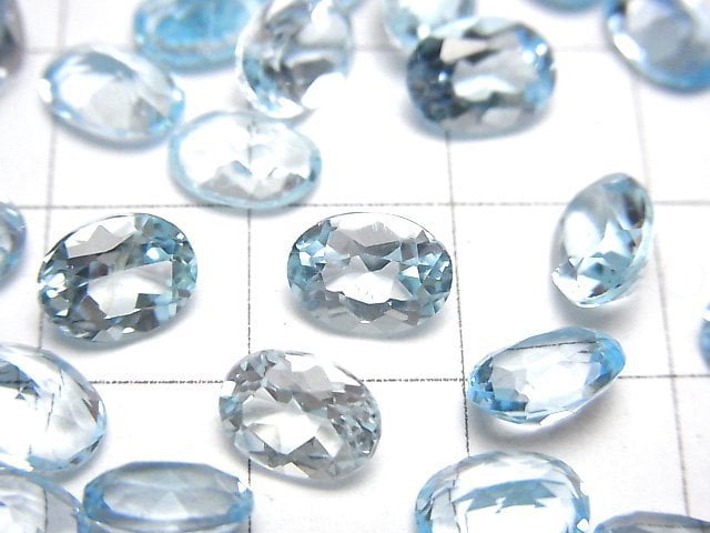 [Video]High Quality Sky Blue Topaz AAA Loose stone Oval Faceted 8x6mm 5pcs