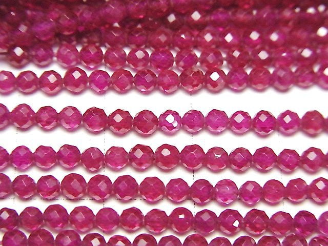 [Video] High Quality! Lab-grown Ruby AAA Faceted Round 3mm 1strand beads (aprx.15inch / 38cm)