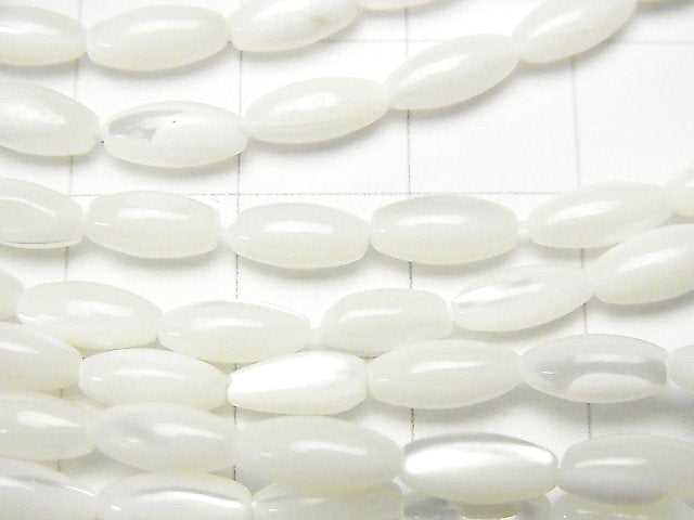 Mother of Pearl MOP White Rice 8x4x4mm 1strand beads (aprx.15inch / 37cm)