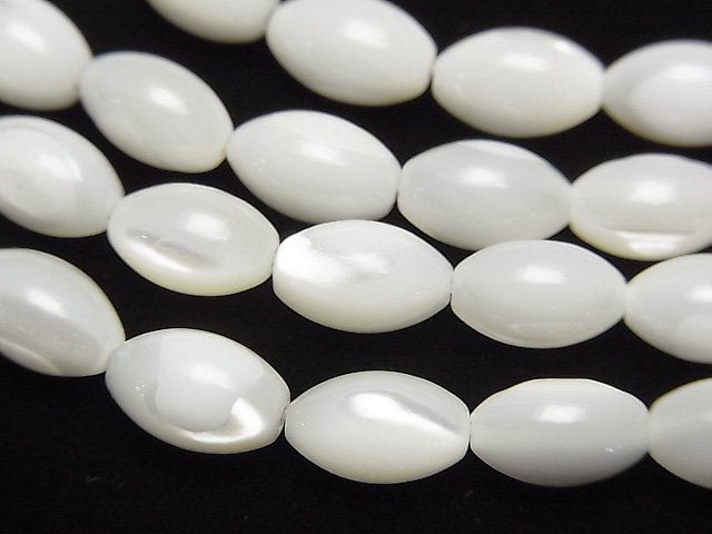[Video] 1strand $4.79! Mother of Pearl MOP Rice 9 x 6 x 6 mm White 1 strand beads (aprx.15 inch / 38 cm)
