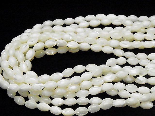 Mother of Pearl MOP White Rice 10x7x7mm 1strand beads (aprx.15inch / 37cm)