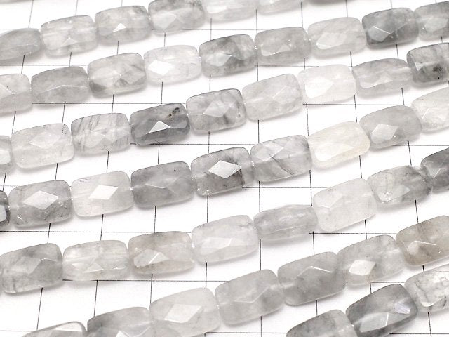 [Video]Gray Quartz AA Faceted Rectangle 12x8x5mm half or 1strand beads (aprx.15inch/37cm)