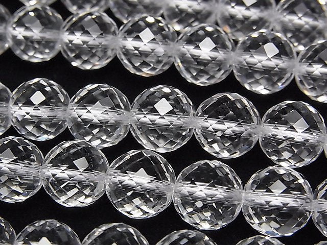 Crystal Quartz, Faceted Round Gemstone Beads