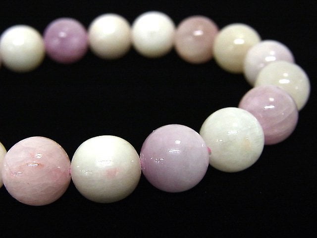 [Video] [One of a kind] Pastel color Spodumene Kunzite AAA Round 10mm Bracelet NO.32