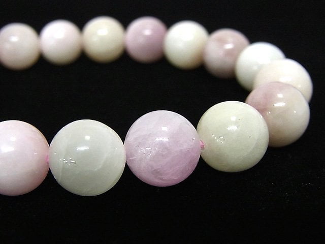 [Video] [One of a kind] Pastel color Spodumene Kunzite AAA Round 10mm Bracelet NO.33