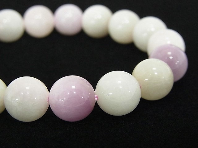 [Video] [One of a kind] Pastel color Spodumene Kunzite AAA Round 10mm Bracelet NO.35