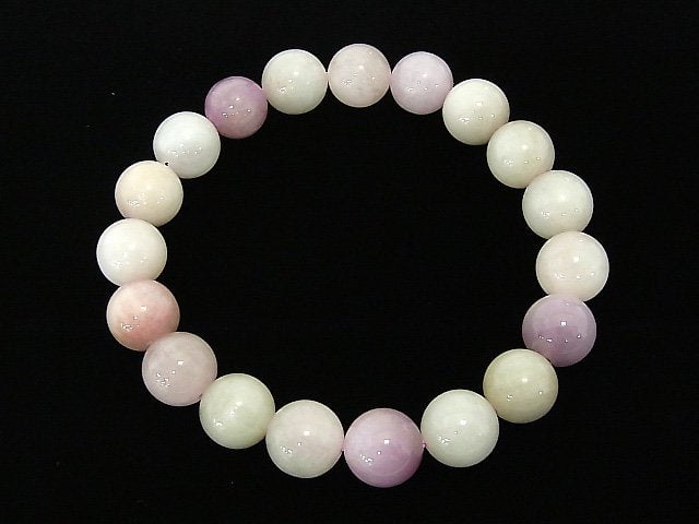 [Video] [One of a kind] Pastel color Spodumene Kunzite AAA Round 10mm Bracelet NO.35