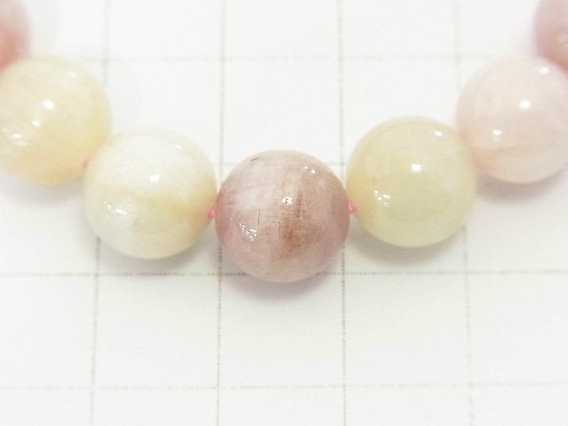 [Video] [One of a kind] Pastel color Spodumene Kunzite AAA Round 10mm Bracelet NO.38