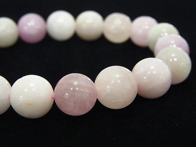 [Video] [One of a kind] Pastel color Spodumene Kunzite AAA Round 10mm Bracelet NO.40