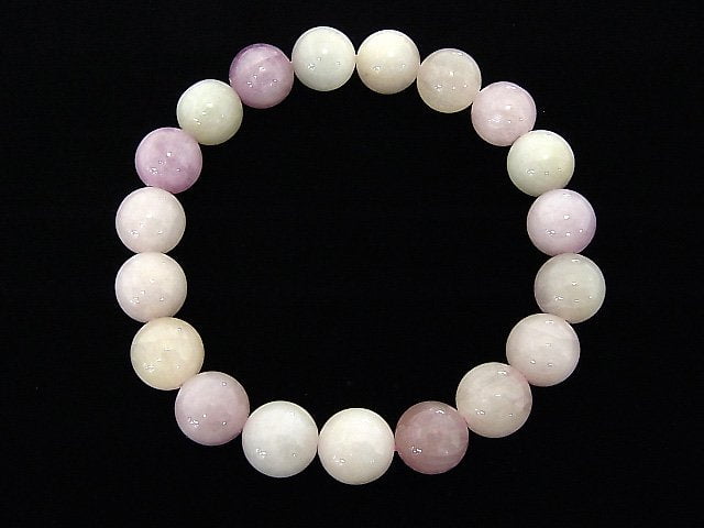 [Video] [One of a kind] Pastel color Spodumene Kunzite AAA Round 10mm Bracelet NO.40