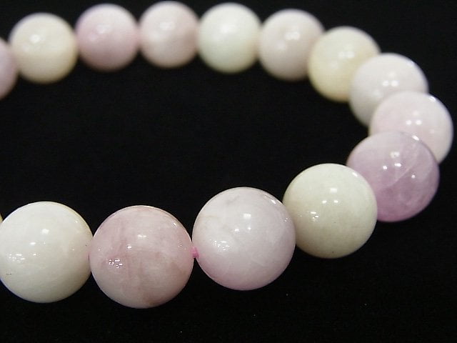 [Video] [One of a kind] Pastel color Spodumene Kunzite AAA Round 10mm Bracelet NO.41