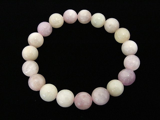 [Video] [One of a kind] Pastel color Spodumene Kunzite AAA Round 10mm Bracelet NO.41