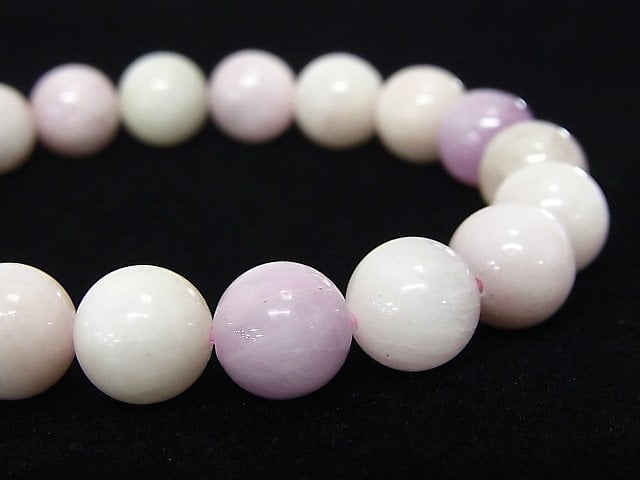 [Video] [One of a kind] Pastel color Spodumene Kunzite AAA Round 10mm Bracelet NO.42