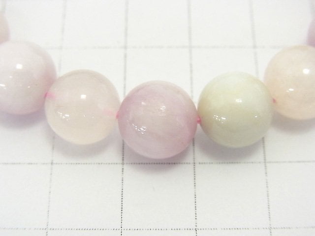 [Video] [One of a kind] Pastel color Spodumene Kunzite AAA Round 10mm Bracelet NO.46