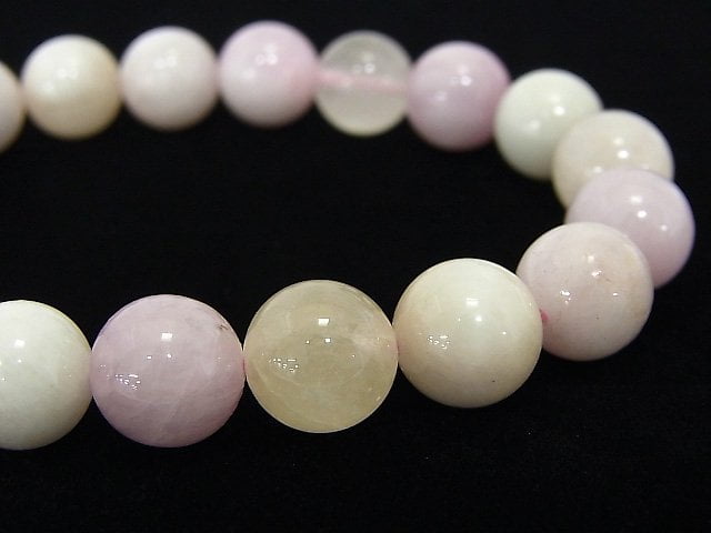 [Video] [One of a kind] Pastel color Spodumene Kunzite AAA Round 10mm Bracelet NO.46