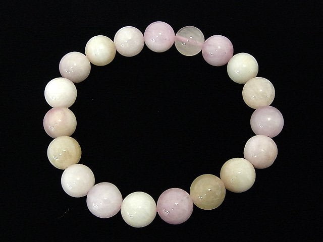 [Video] [One of a kind] Pastel color Spodumene Kunzite AAA Round 10mm Bracelet NO.46