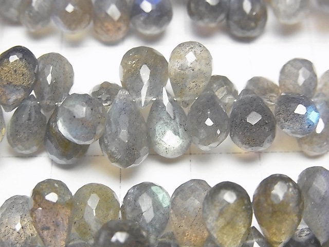 [Video] High Quality Labradorite AAA Drop  Faceted Briolette  1/4 or 1strand beads (aprx.8inch/20cm)