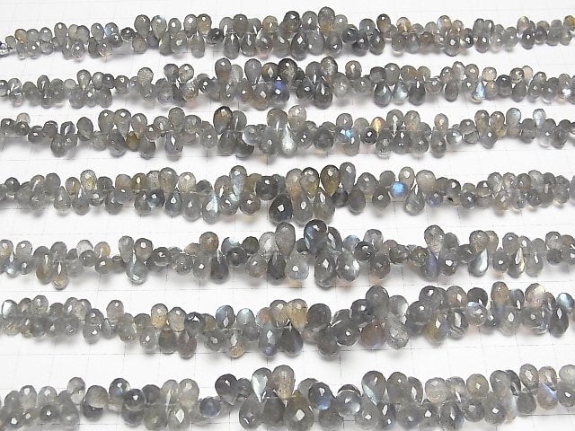 [Video] High Quality Labradorite AAA Drop  Faceted Briolette  1/4 or 1strand beads (aprx.8inch/20cm)