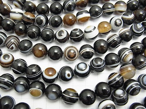 [Video] Tibetan agate (Eye Agate) Round 12 mm half or 1 strand beads (aprx. 15 inch / 37 cm)