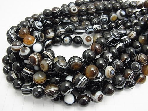 [Video] Tibetan agate (Eye Agate) Round 12 mm half or 1 strand beads (aprx. 15 inch / 37 cm)