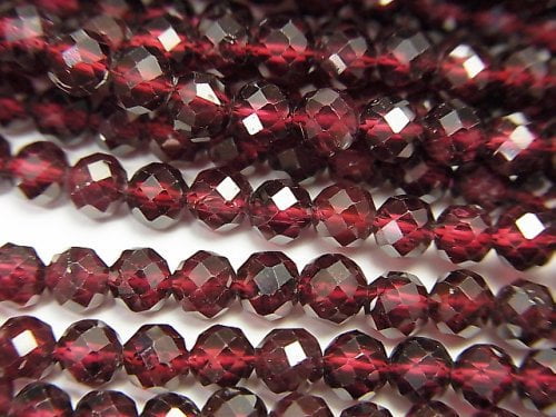 Faceted Round, Garnet Gemstone Beads