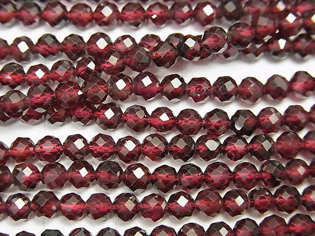 [Video] High Quality! Mozambique Garnet AAA Faceted Round 4mm 1strand beads (aprx.15inch / 38cm)