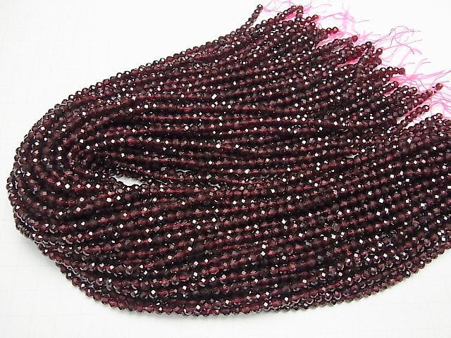 [Video] High Quality! Mozambique Garnet AAA Faceted Round 4mm 1strand beads (aprx.15inch / 38cm)