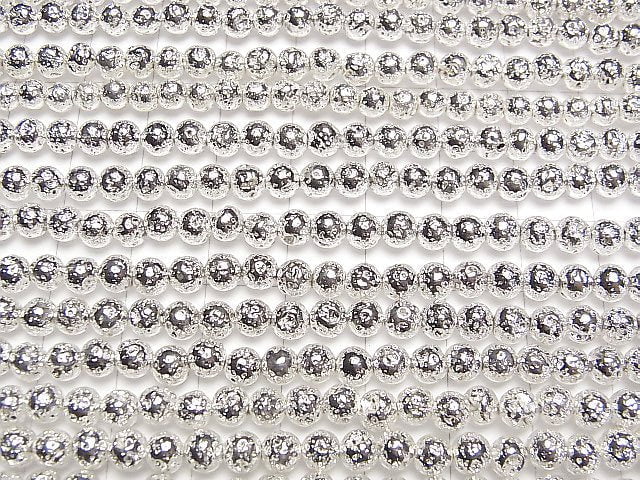 [Video]Lava Round 4.5mm silver coated 1strand beads (aprx.14inch/35cm)