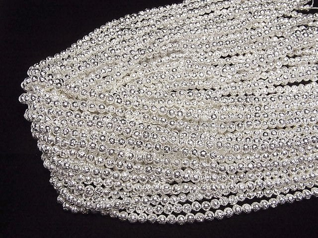 [Video]Lava Round 4.5mm silver coated 1strand beads (aprx.14inch/35cm)