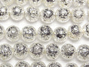 [Video]Lava Round 8mm Silver Coated 1strand beads (aprx.15inch/37cm)