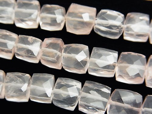 Cube, Rose Quartz Gemstone Beads