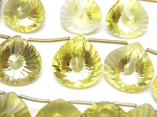 Chestnut Shape, Concave Cut, Lemon Quartz Gemstone Beads