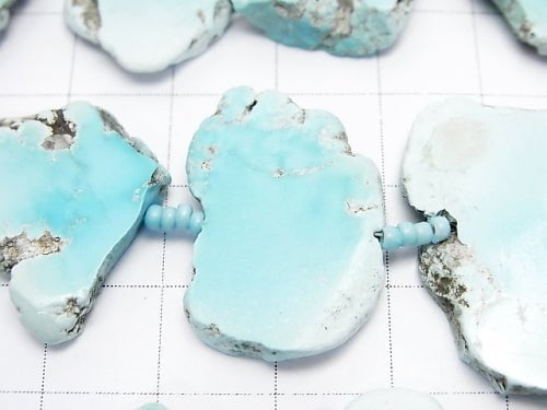 [Video] Arizona Sleeping Beauty Turquoise AAA Flat Nugget half or 1strand beads (aprx.6inch / 15 cm)