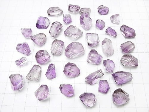 [Video] High Quality Rose Amethyst AAA Carving Faceted Nugget 6pcs