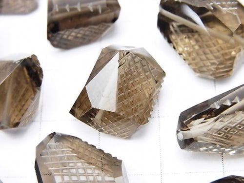 [Video] High Quality Smoky Quartz AAA Engraved Faceted Nugget 3pcs $24.99!