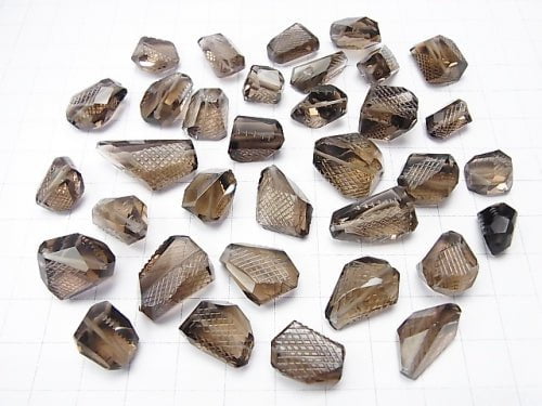 [Video] High Quality Smoky Quartz AAA Engraved Faceted Nugget 3pcs $24.99!