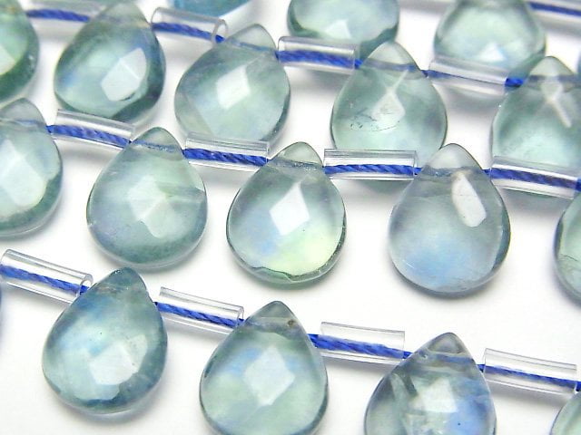 [Video] Blue green Fluorite AAA- Faceted Pear Shape 12x9mm 1strand beads (aprx.7inch/17cm)