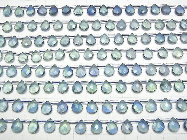 [Video] Blue green Fluorite AAA- Faceted Pear Shape 12x9mm 1strand beads (aprx.7inch/17cm)