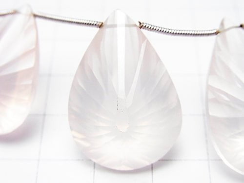 High Quality Madagascar Rose Quartz AAA Pear shape Concave Cut 1strand beads (aprx.6inch / 15cm)