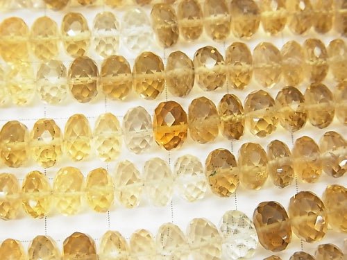 [Video] High Quality Whiskey Quartz AAA Faceted Button Rondelle half or 1strand beads (aprx.15inch / 36cm)