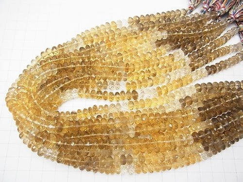 [Video] High Quality Whiskey Quartz AAA Faceted Button Roundel half or 1strand beads (aprx.15inch / 36cm)