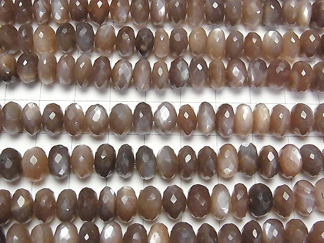 [Video]High Quality Brown Moonstone AAA- Faceted Button Roundel half or 1strand beads (aprx.13inch/33cm)