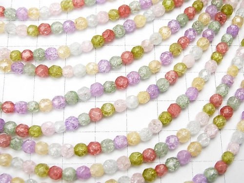 [Video] 1strand $7.79! Multicolor Cracked Crystal 32 Faceted Round 4 mm NO.2 1 strand beads (aprx.15 inch / 36 cm)