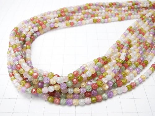 [Video] 1strand $7.79! Multicolor Cracked Crystal 32 Faceted Round 4 mm NO.2 1 strand beads (aprx.15 inch / 36 cm)