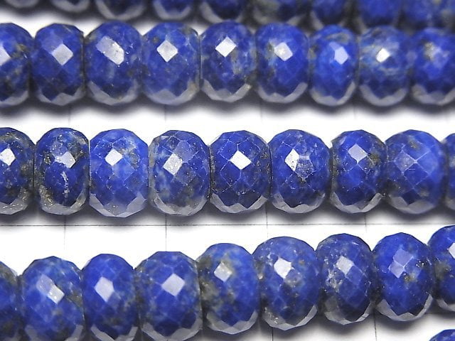 [Video]High Quality! Lapislazuli AA++ Faceted Button Roundel half or 1strand beads (aprx.15inch/36cm)