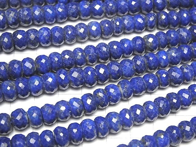 [Video]High Quality! Lapislazuli AA++ Faceted Button Rondelle half or 1strand beads (aprx.15inch/36cm)