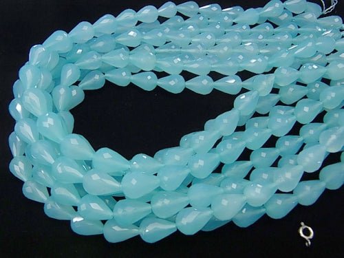 Sea blue Chalcedony AAA Vertical Hole Faceted Drop 14 x 10 x 10 mm 1/4 or 1strand beads (aprx.15 inch / 37 cm)