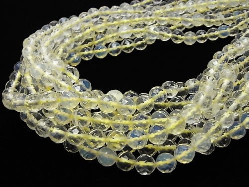 [Video] Opalite 64Faceted Round 8mm Yellow 1strand beads (aprx.15inch / 38cm)